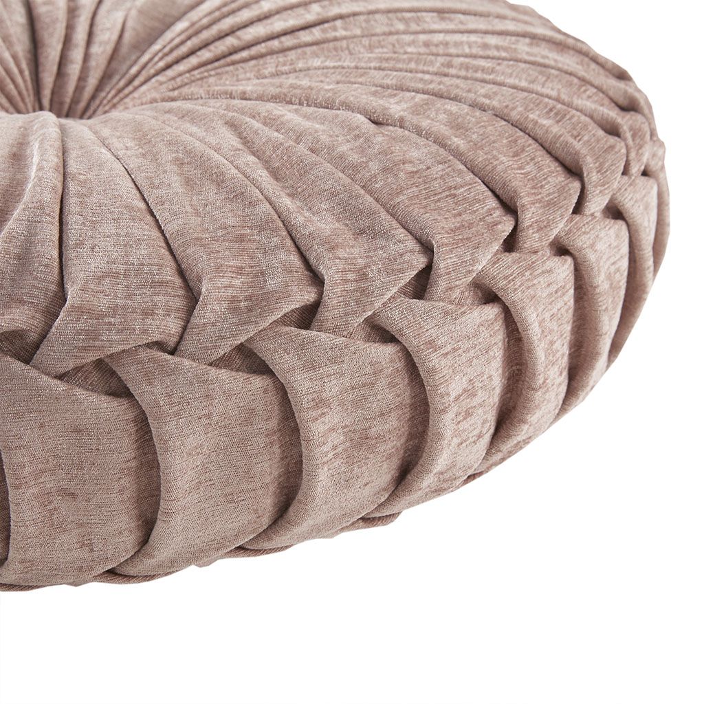 Poly Chenille Round Floor Pillow Cushion with Tufted Button Center