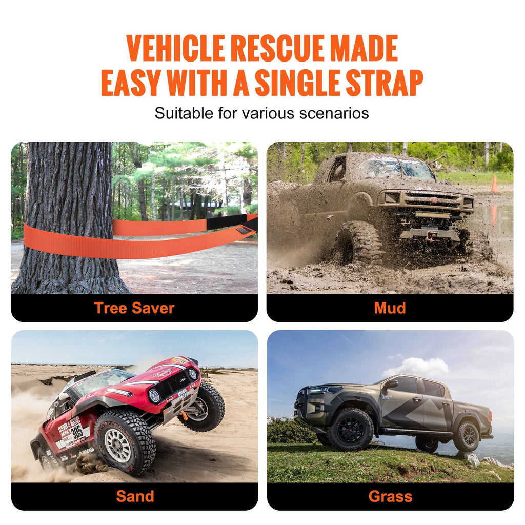 practical Tow Strap Recovery Kit – 36, Breaking Strength, Winch Strap with D-Ring Shackles and Storage Bag