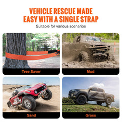 practical Tow Strap Recovery Kit – 36, Breaking Strength, Winch Strap with D-Ring Shackles and Storage Bag