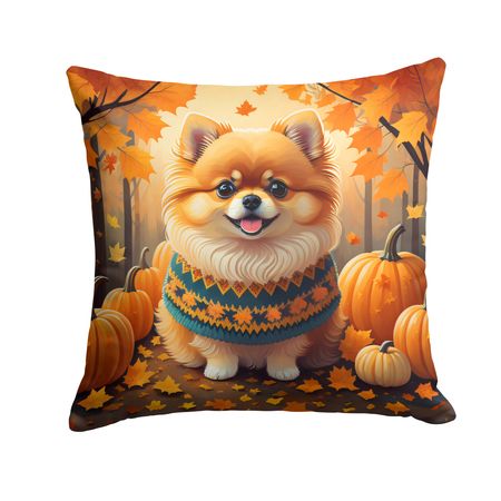 Pomeranian Fall Indoor Outdoor Throw Pillow
