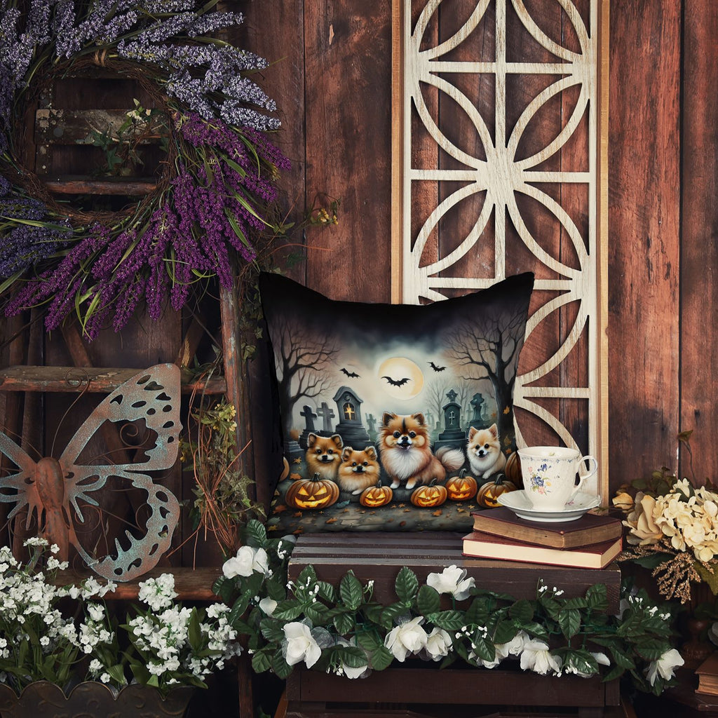 Spooky Pomeranian Halloween Indoor-Outdoor Throw Pillow
