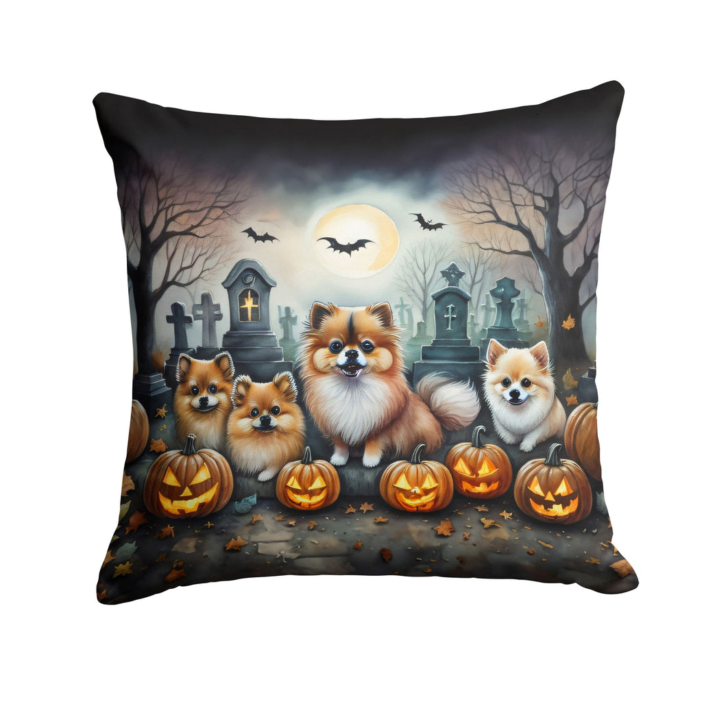 Spooky Pomeranian Halloween Indoor-Outdoor Throw Pillow