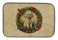 Poodle Christmas Flowers Dish-Drying Mat