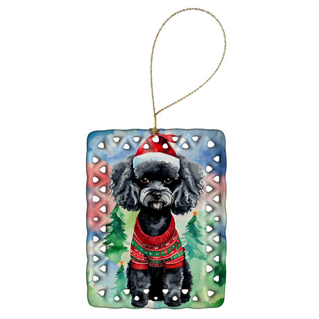 Poodle Christmas Ornament with a Writable Keepsake Back