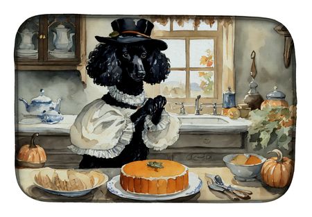 Poodle and Pumpkins Halloween Dish Drying Mat