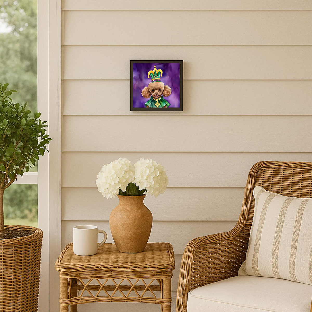 Poodle King of Mardi Gras Framed Wall Art