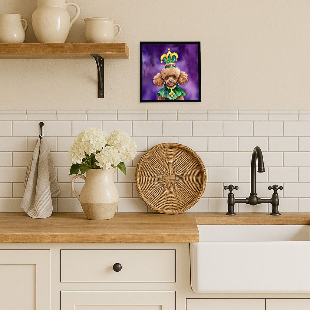 Poodle King of Mardi Gras Framed Wall Art