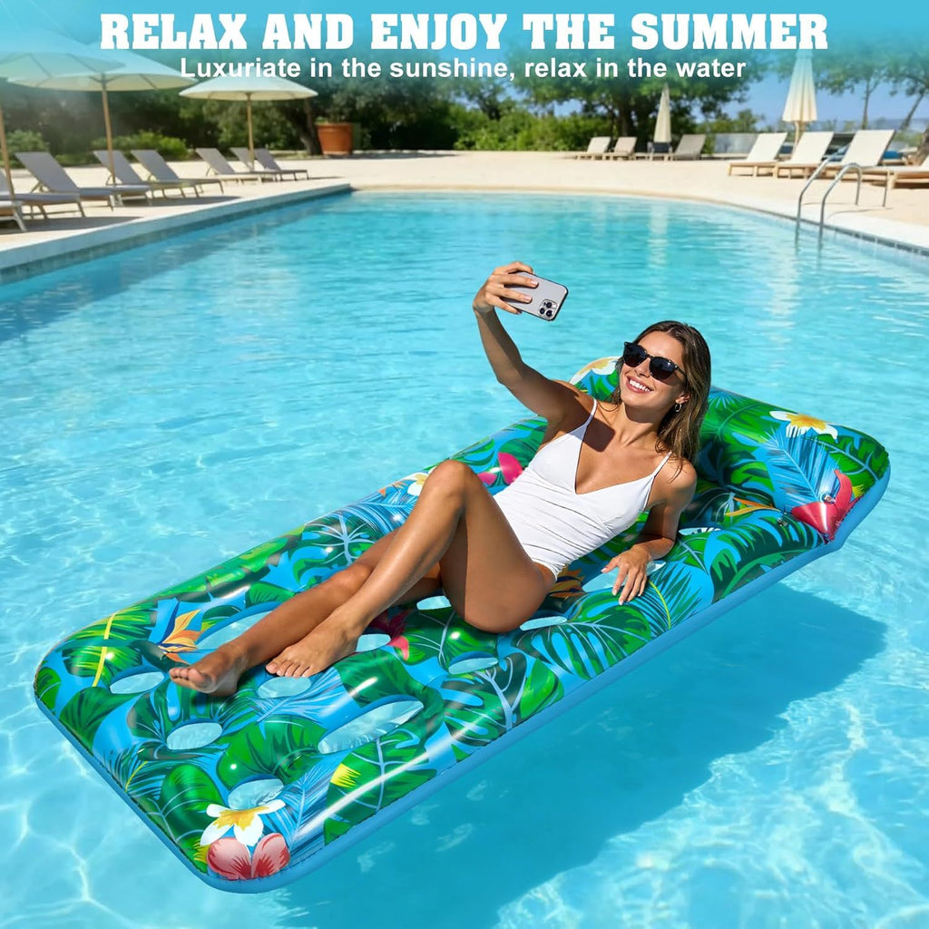 Inflatable Tanning Pool Float Lounger for Adults - Cooling Pool Rafts for Summer