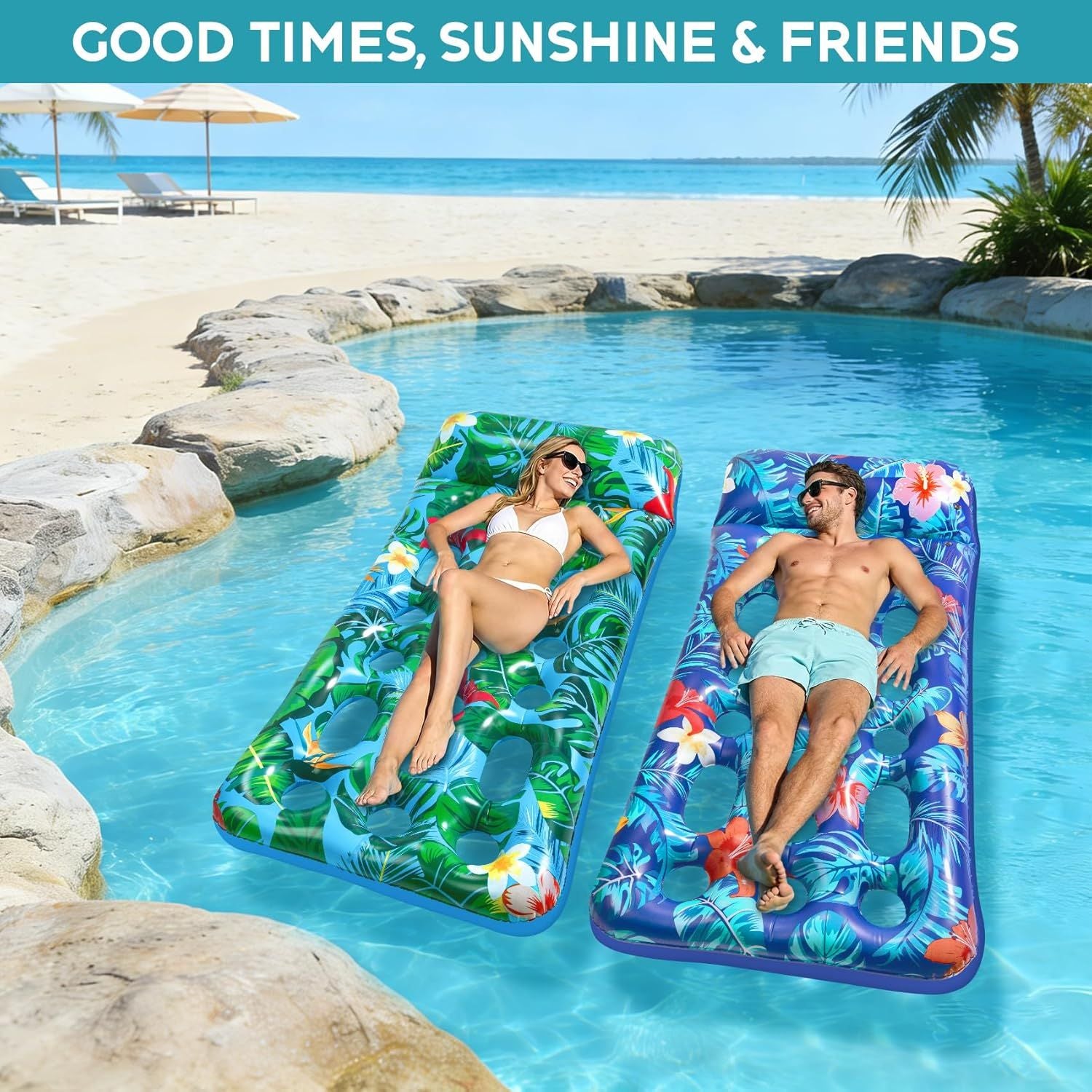 Inflatable Tanning Pool Float Lounger for Adults - Cooling Pool Rafts for Summer