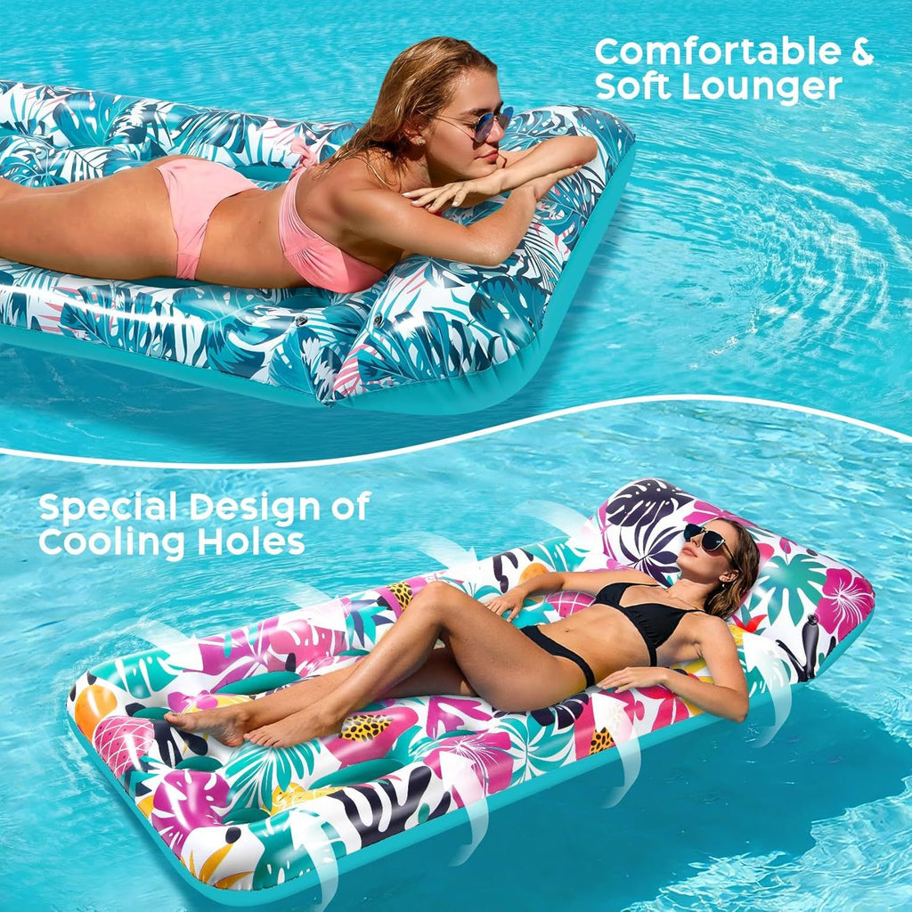 Inflatable Tanning Pool Float Lounger for Adults - Cooling Pool Rafts for Summer