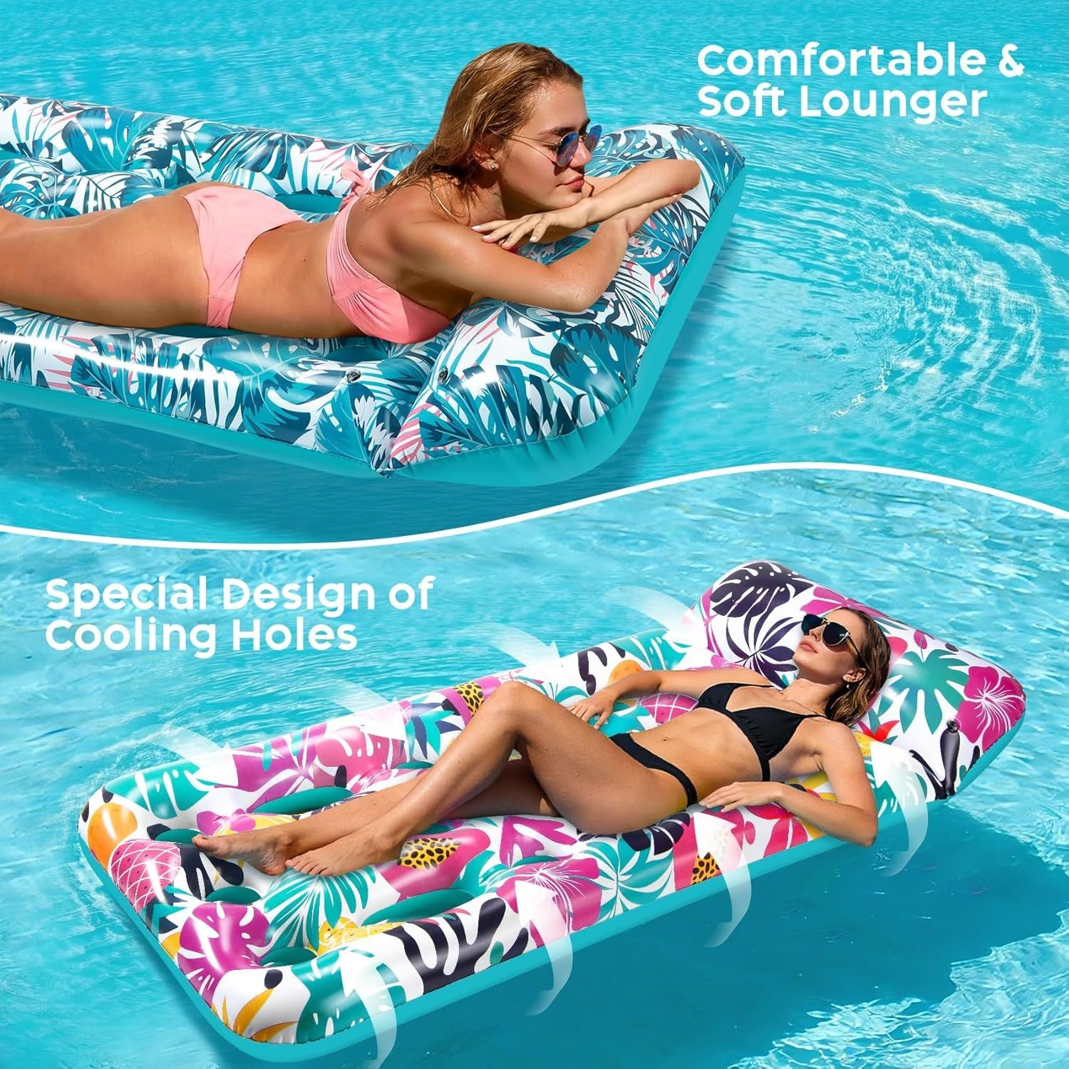 Inflatable Tanning Pool Float Lounger for Adults - Cooling Pool Rafts for Summer