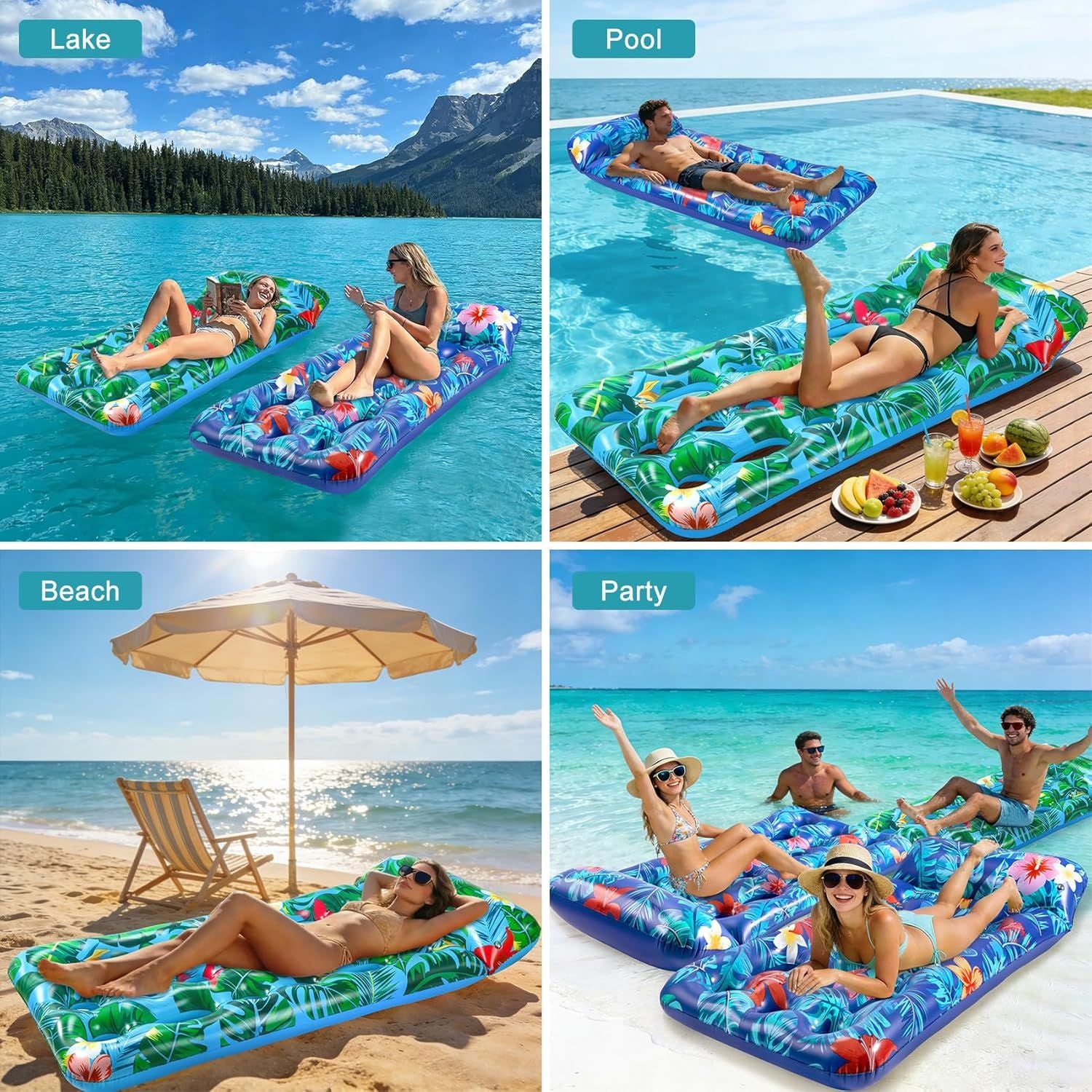 Inflatable Tanning Pool Float Lounger for Adults - Cooling Pool Rafts for Summer
