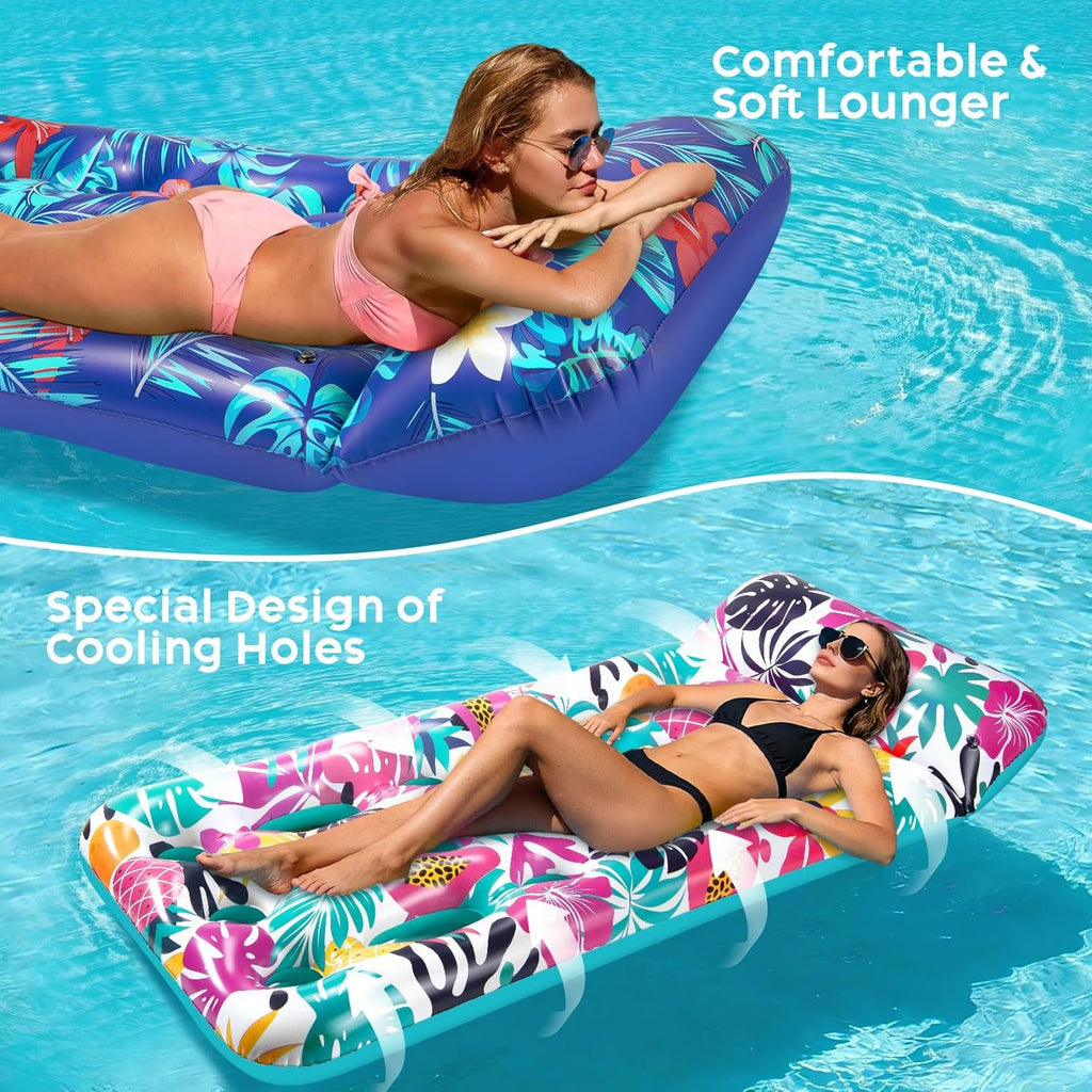 Inflatable Tanning Pool Float Lounger for Adults - Cooling Pool Rafts for Summer