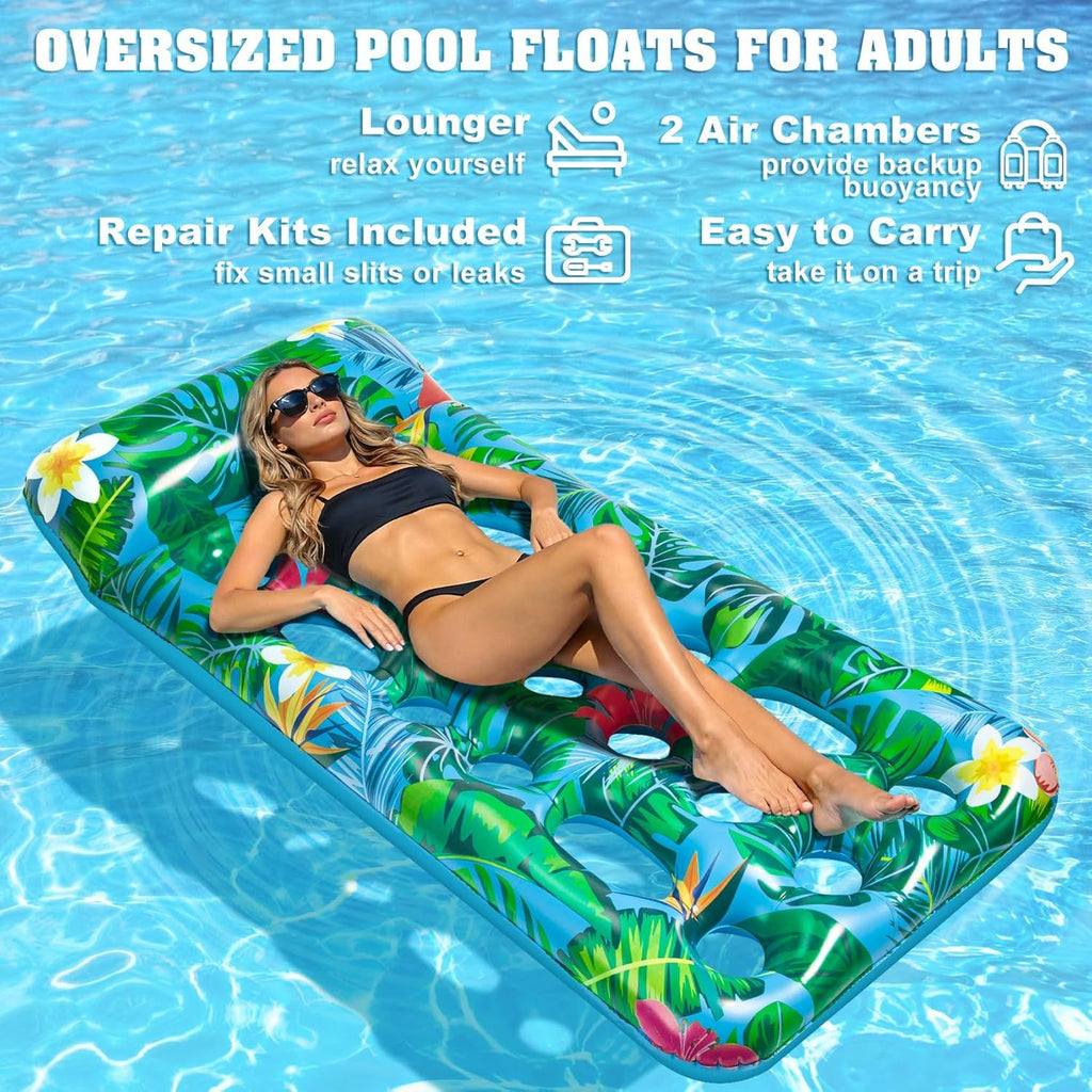 Inflatable Tanning Pool Float Lounger for Adults - Cooling Pool Rafts for Summer