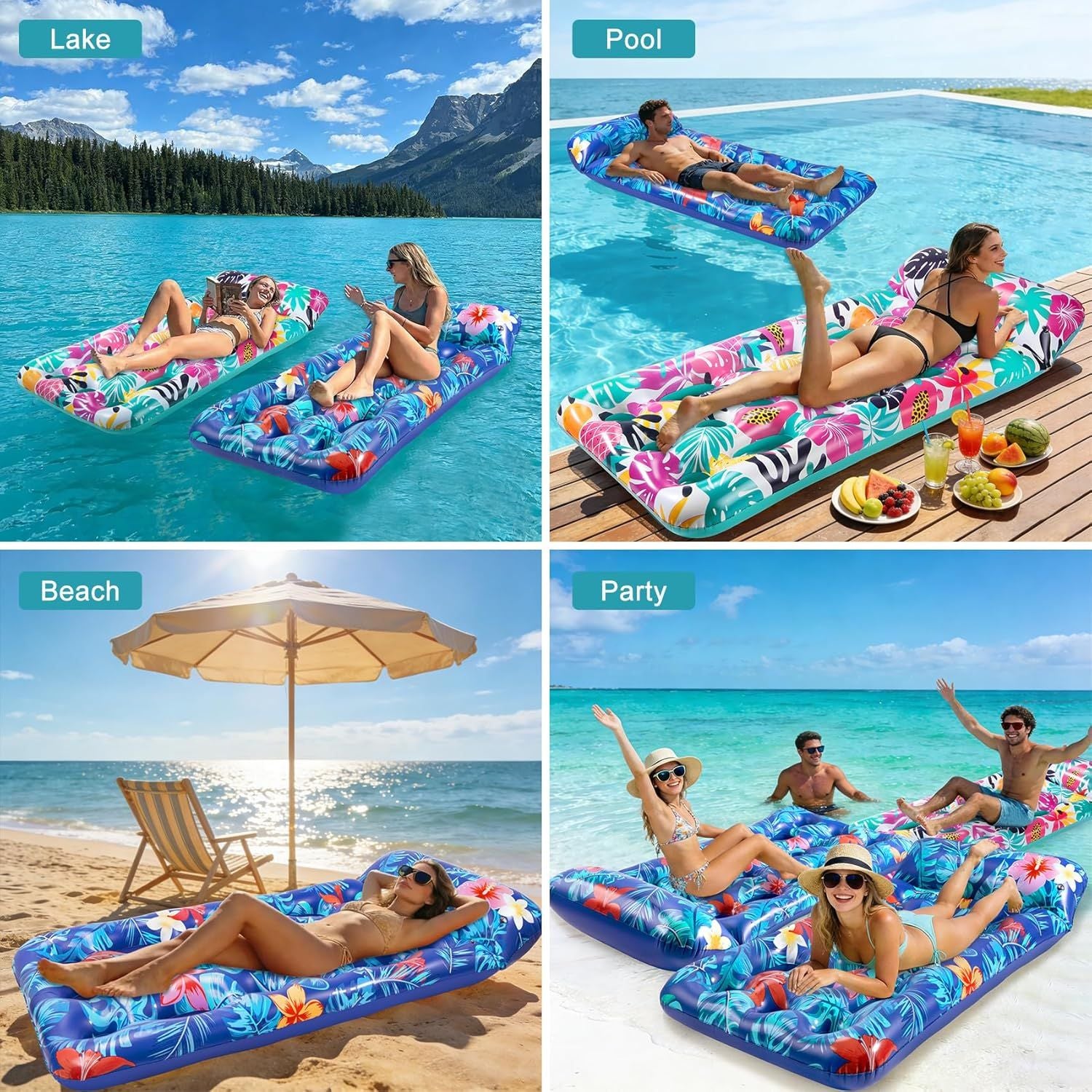 Inflatable Tanning Pool Float Lounger for Adults - Cooling Pool Rafts for Summer
