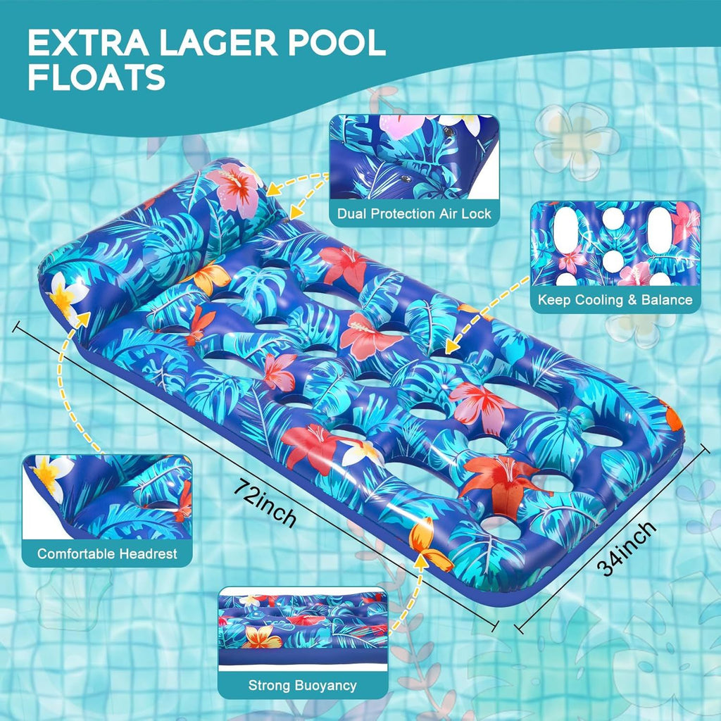 Inflatable Tanning Pool Float Lounger for Adults - Cooling Pool Rafts for Summer