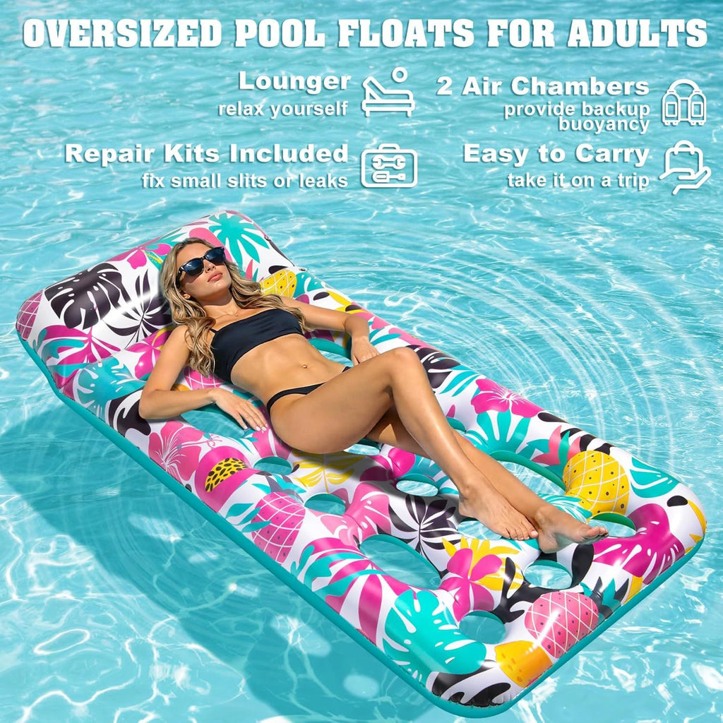 Inflatable Tanning Pool Float Lounger for Adults - Cooling Pool Rafts for Summer