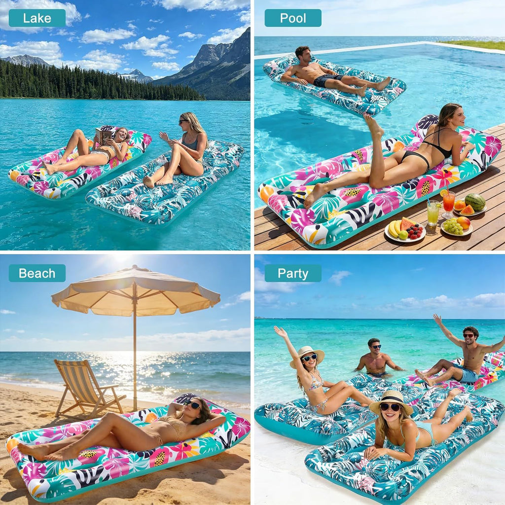 Inflatable Tanning Pool Float Lounger for Adults - Cooling Pool Rafts for Summer