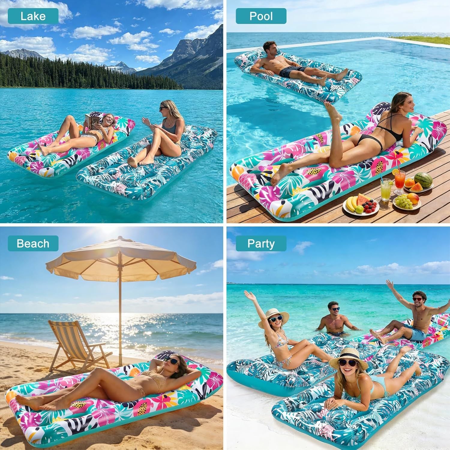 Inflatable Tanning Pool Float Lounger for Adults - Cooling Pool Rafts for Summer