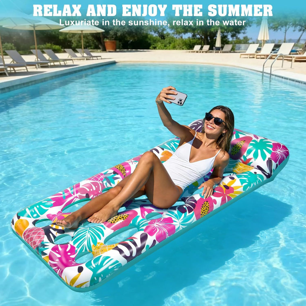 Inflatable Tanning Pool Float Lounger for Adults - Cooling Pool Rafts for Summer