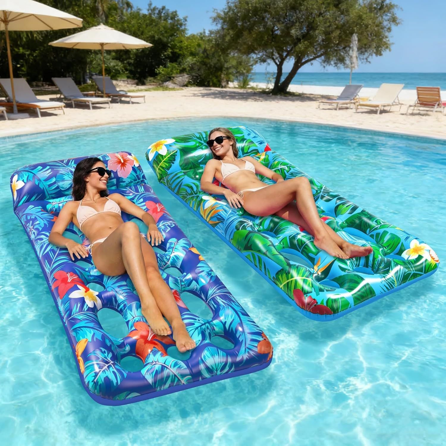 Inflatable Tanning Pool Float Lounger for Adults - Cooling Pool Rafts for Summer