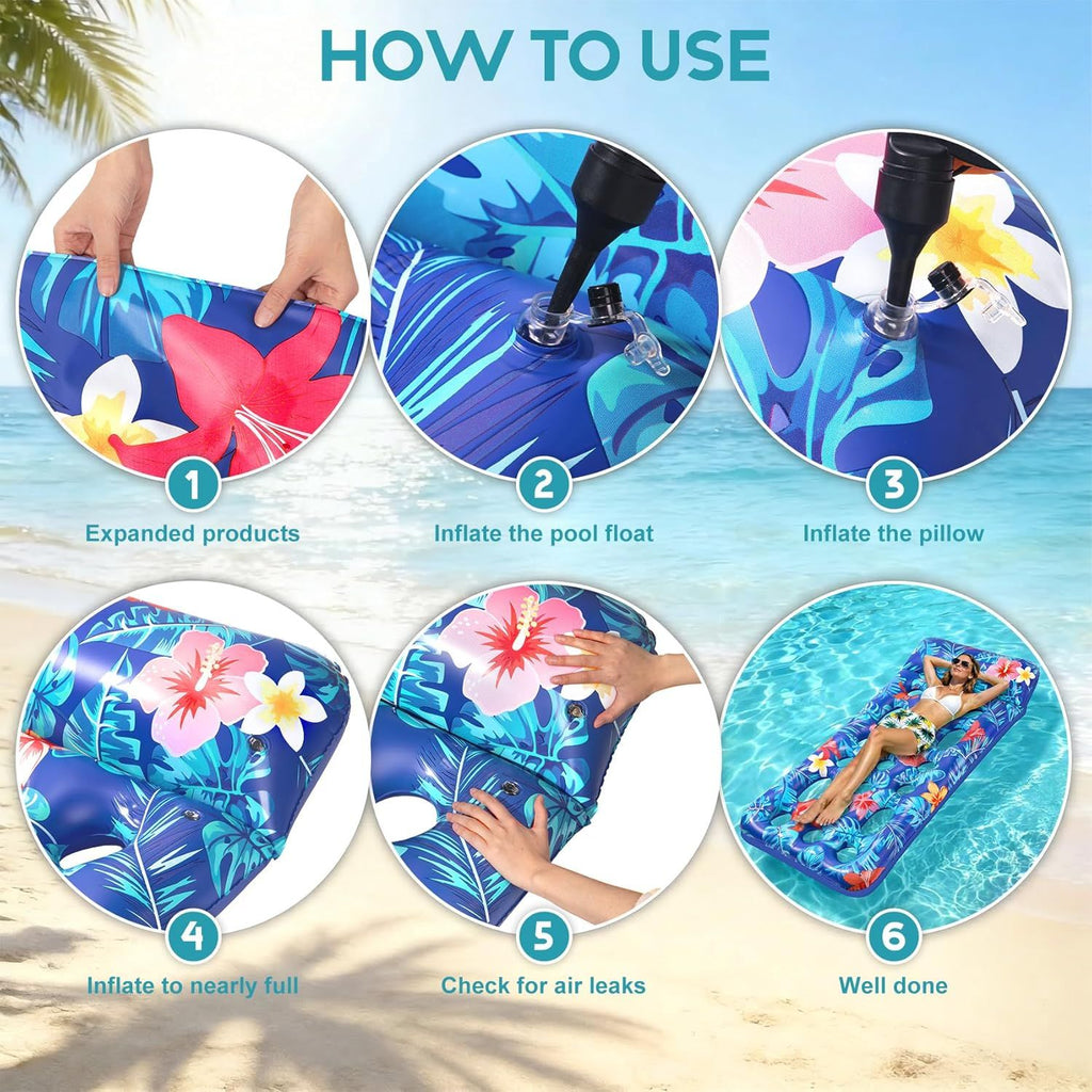 Inflatable Tanning Pool Float Lounger for Adults - Cooling Pool Rafts for Summer