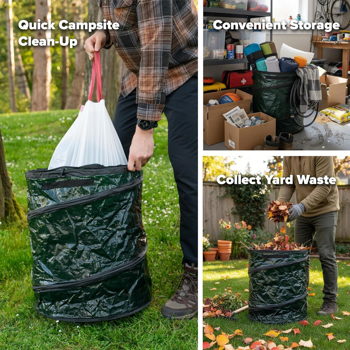 Collapsible Pop-Up Trash Can for Camping and Outdoor Events