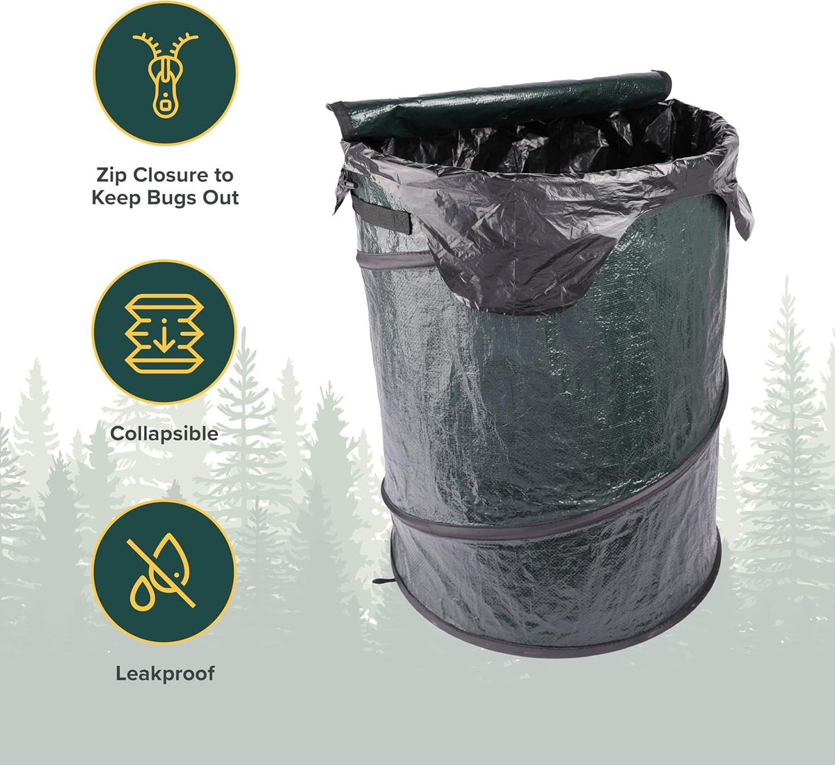 Collapsible Pop-Up Trash Can for Camping and Outdoor Events