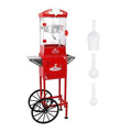 Red Popcorn Machine with Wheeled Storage Cart