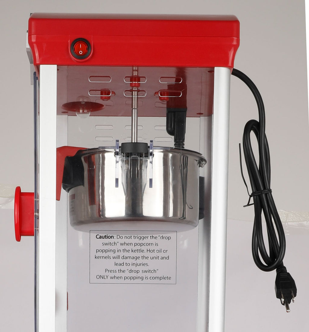 Red Popcorn Machine with Wheeled Storage Cart