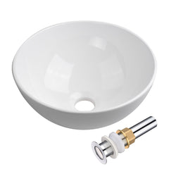 Compact Round Vessel Sink with Pop-Up Drain for Small Bathrooms