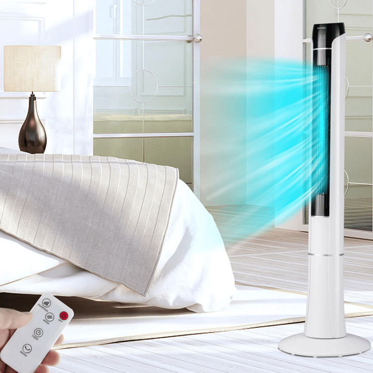 Portable Oscillating Tower Fan with Remote, Display, and Timer