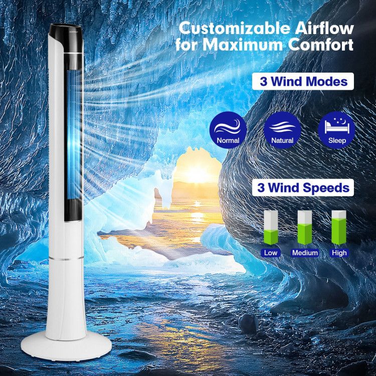 Portable Oscillating Tower Fan with Remote, Display, and Timer
