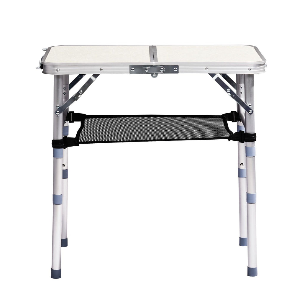 Adjustable Folding Camping Table with Mesh Shelf