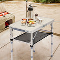 Adjustable Folding Camping Table with Mesh Shelf