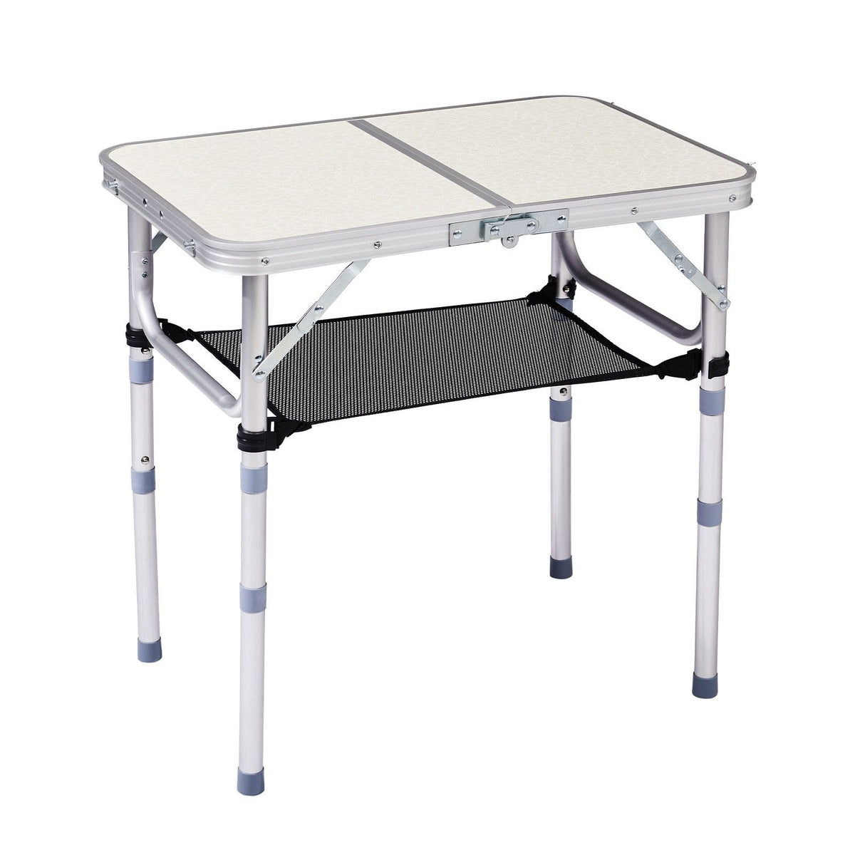 Adjustable Folding Camping Table with Mesh Shelf