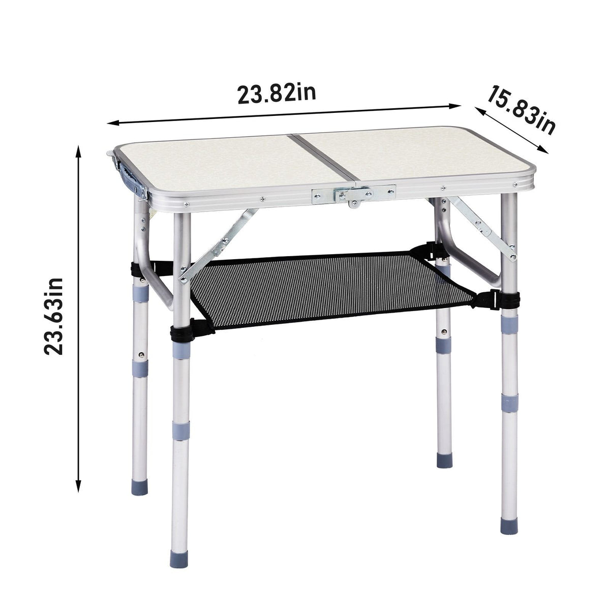 Adjustable Folding Camping Table with Mesh Shelf