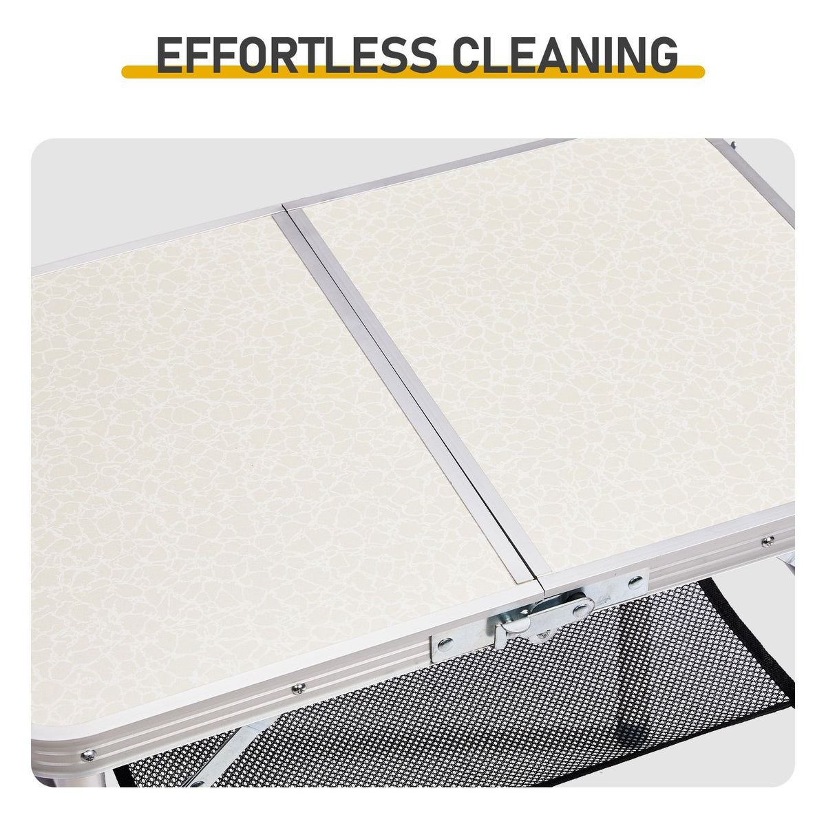 Adjustable Folding Camping Table with Mesh Shelf