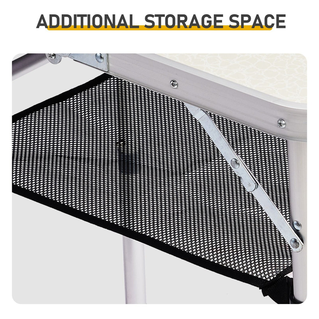 Adjustable Folding Camping Table with Mesh Shelf