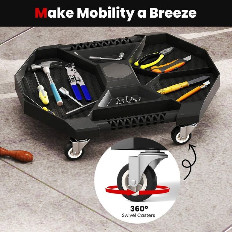 Portable Rolling Tool Creeper with Magnetic Storage