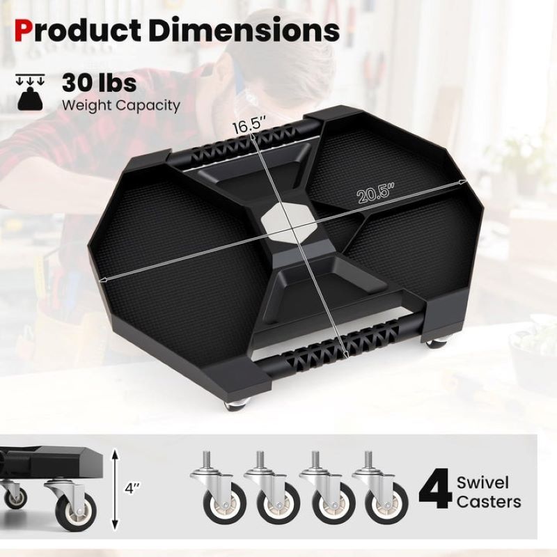 Portable Rolling Tool Creeper with Magnetic Storage