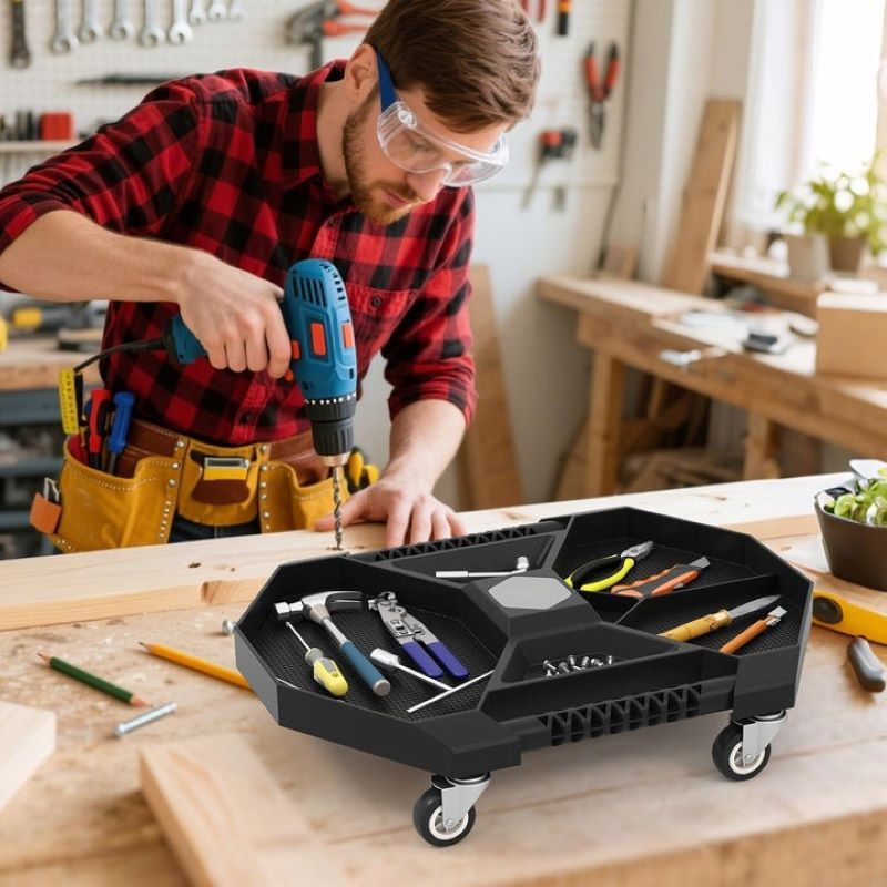 Portable Rolling Tool Creeper with Magnetic Storage