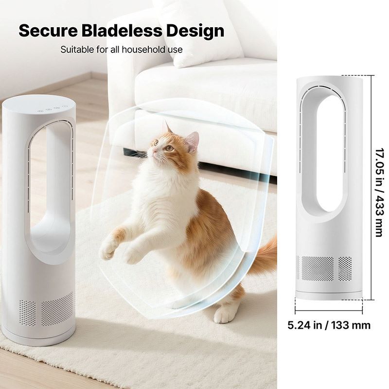 Portable Bladeless Tower Fan with Simple Controls