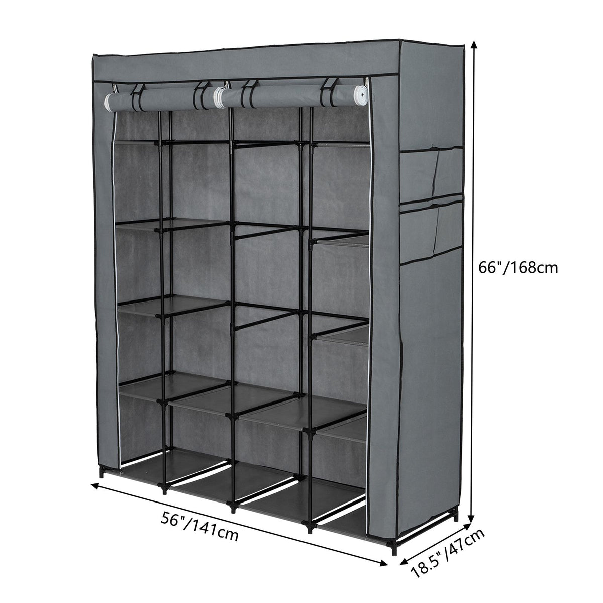Portable Closet Organizer Storage, Wardrobe Closet with Non-Woven Fabric 14 Shelves, Easy
