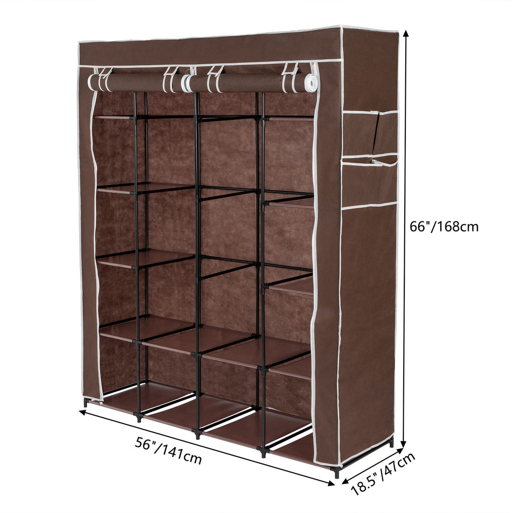 Portable Closet Organizer Storage, Wardrobe Closet with Non-Woven Fabric 14 Shelves, Easy