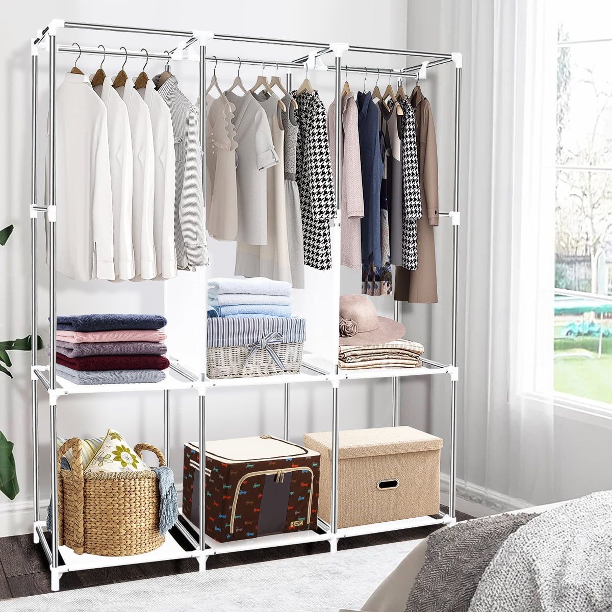 Portable Closet Storage Organizer with Dustproof Fabric