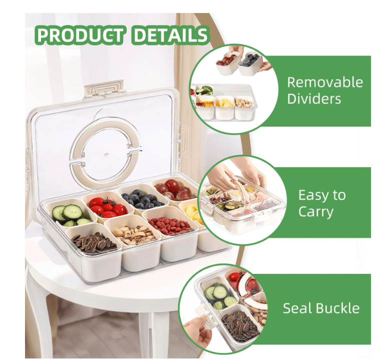 Portable Divider Plates with Lids and Handles – Ideal for Parties and Meal Prep