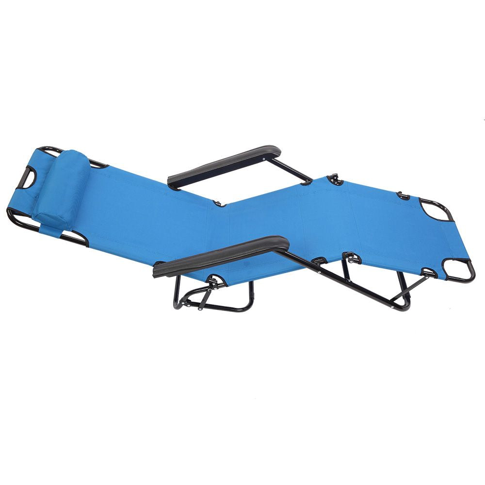 Portable Dual Purposes Extendable Folding Reclining Chair Blue