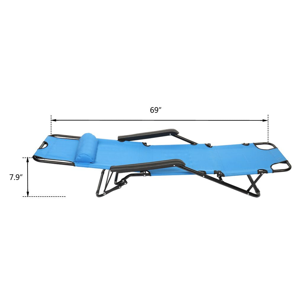 Portable Dual Purposes Extendable Folding Reclining Chair Blue