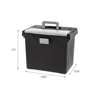 Portable File Organizer with Organizer Lid and Secure Buckle - Black